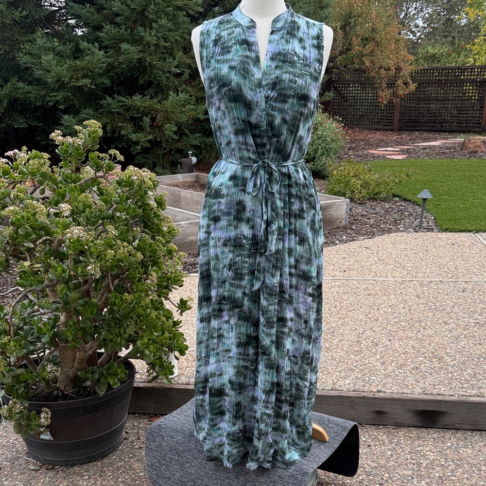 Cloth & Stone Green and Black Patterned Maxi Dress
